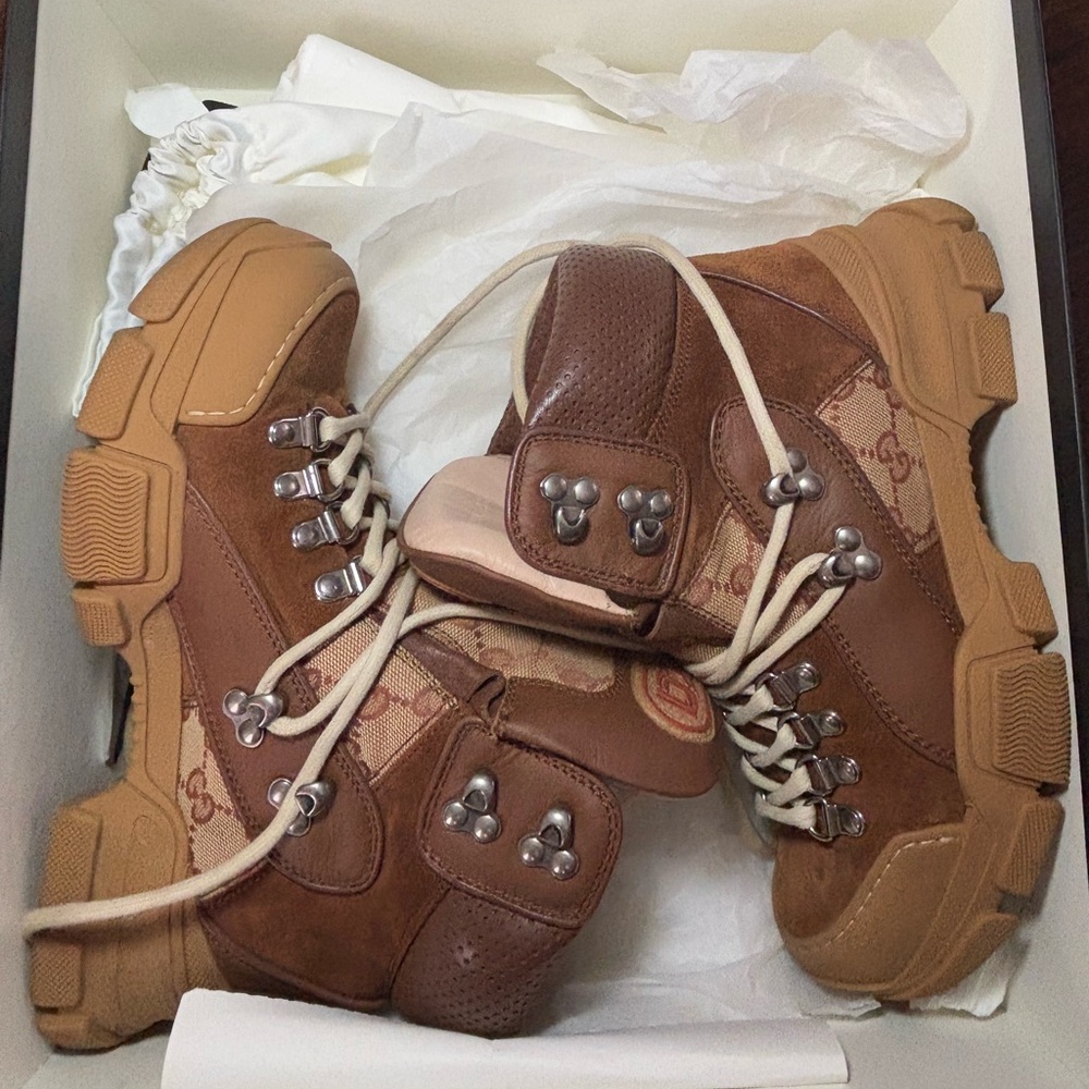 Gucci GG Canvas Suede Hiking Boots